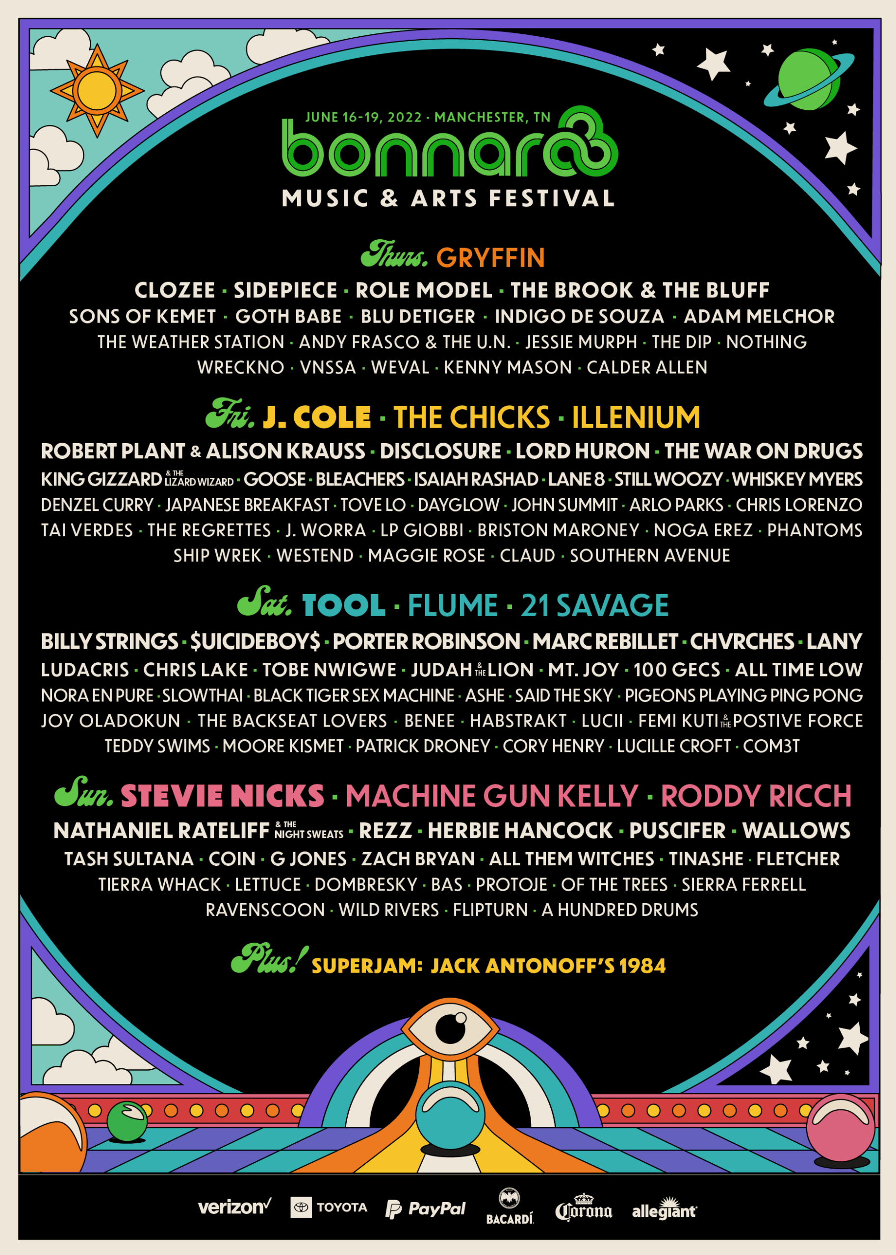 Bonnaroo Returns in 2022 with Lineup Legends J.Cole, Train, Stevie Nicks & More
