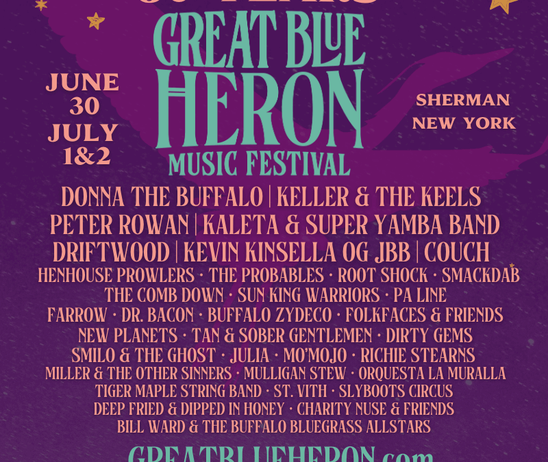 30th Annual Great Blue Heron Music Festival in Sherman, NY, on June 30-July 2, 2023